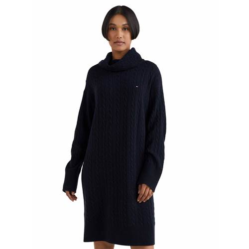 Tommy Hilfiger Softwool Cable Rollnk Dress Schwarz