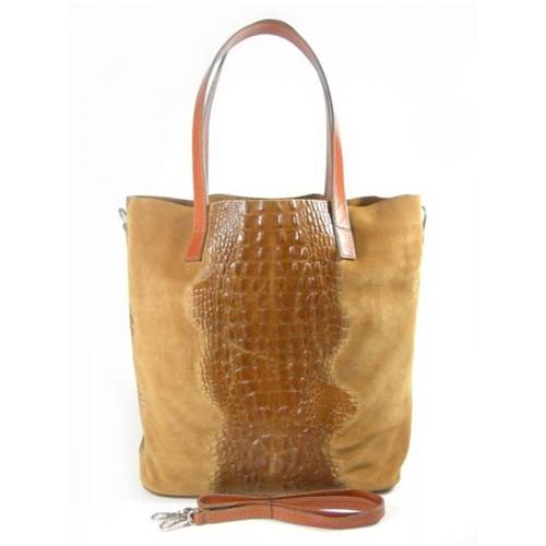 Vera Pelle Shopper Bag Krokodyl A4 Camel SB5C