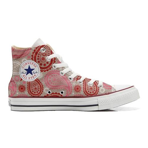 Converse Original Customized With Printed Italian Style Handmade Shoes Red Pink Paisley A11263
