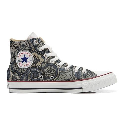 Converse Original Customized With Printed Italian Style Handmade Shoes Blue Paisley A11265