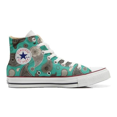 Converse Original Customized With Printed Italian Style Handmade Shoes Turquoise Paisley A11267