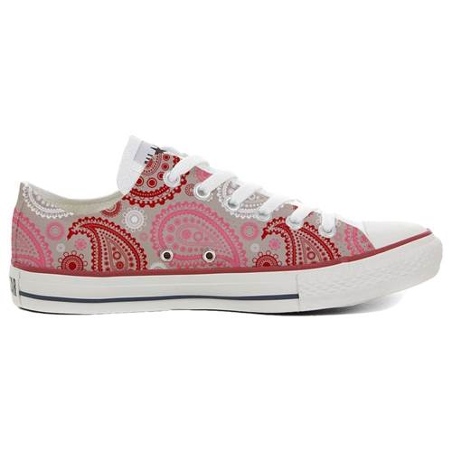 Converse Original Customized With Printed Italian Style Handmade Shoes Red Pink Paisley B12263