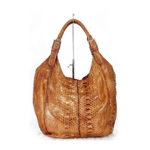 Gleni Real Python Leather Bag Azzurra 13200102