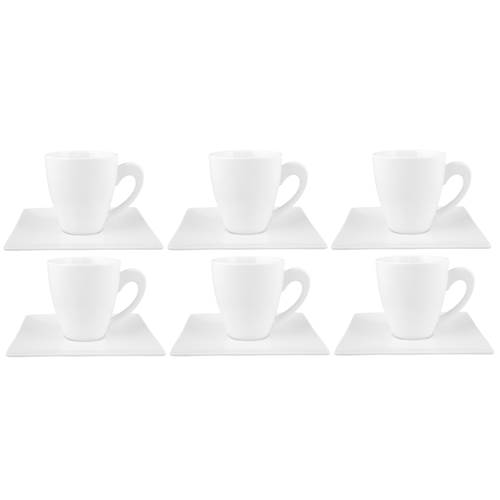Geschirr Ambition Porto 190 ML 6 Szt Białe Filiżanki DO Kawy I Herbaty Porcelanowe ZE Spodkami